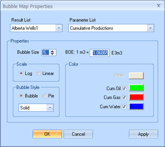 Bubble Map Properties Dialog Box