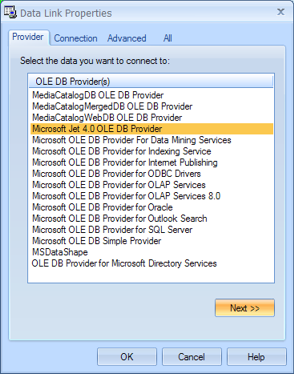 Data Link Properties Dialog Box