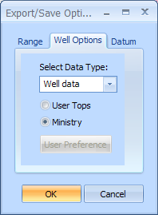 Well Options Tab: Select Data Type