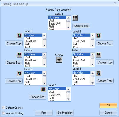 Posting Text Setup Dialog Box