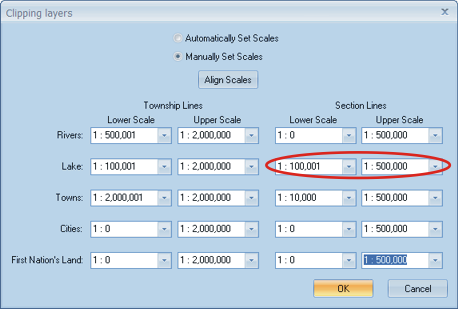 Clipping Layers Dialog box: Clip Section Lines