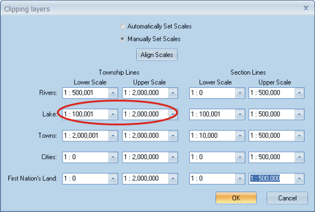 Clipping Layers Dialog Box: Clip Township Lines