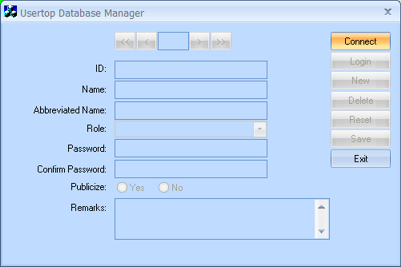 Usertop Database Manager Dialog Box