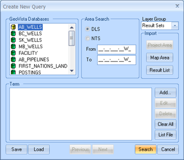 Create New Query Dialog Box