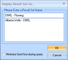 Display Result Set As Dialog Box
