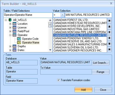 Term Builder Dialog Box